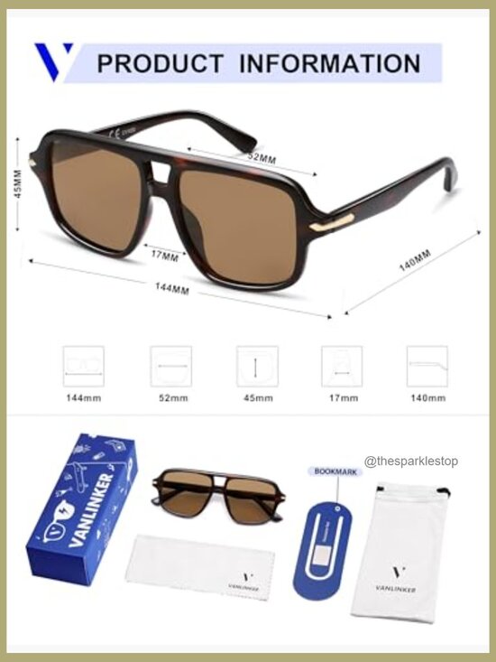 Retro Square Vintage Aviator Sunglasses for Women Men UV400 Protection